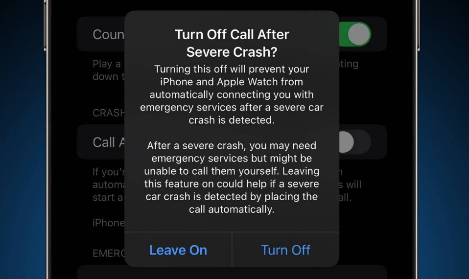 融安苹果14维修分享 iPhone 14 和 Apple Watch 上关闭崩溃检测 