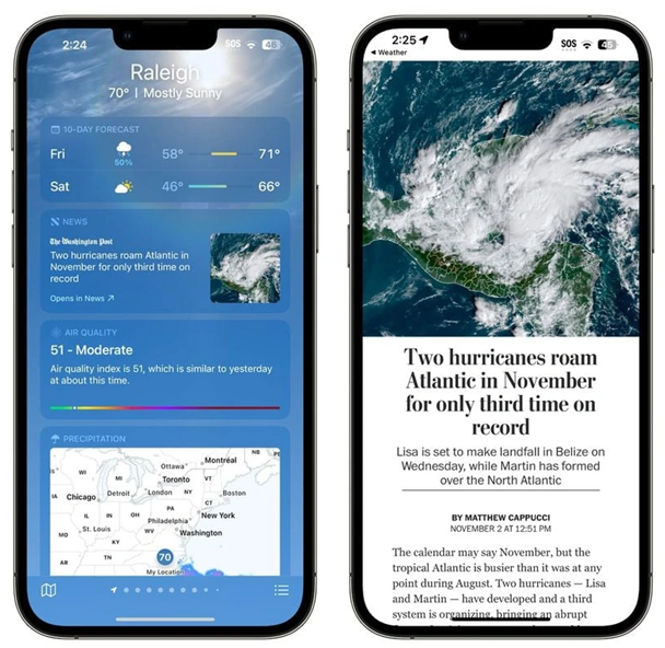 融安苹果14维修分享iPhone 14手机如何看天气时顺带看新闻 