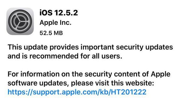融安苹果手机维修分享iOS12.5.2发布，建议所有老苹果用户安装 
